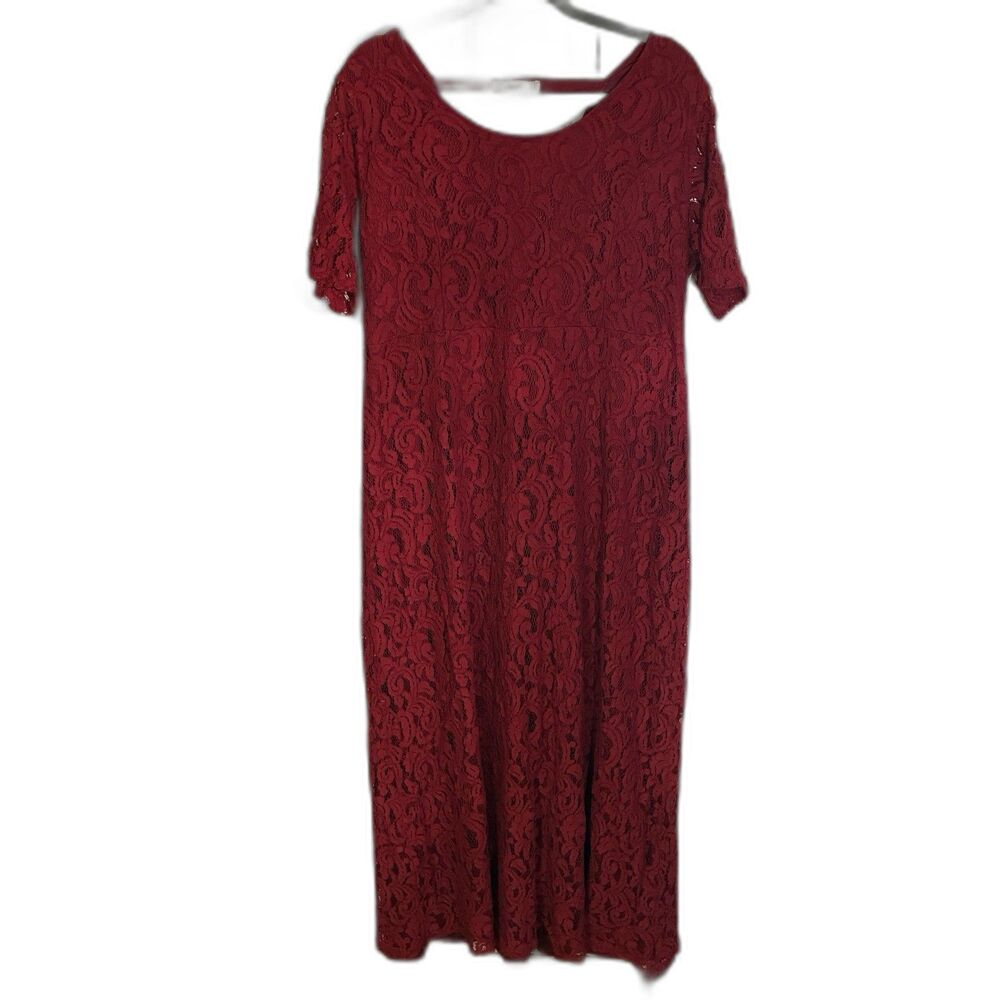 Nemidor maroon red Laced covered dress USA size 22. round neck, Lined.